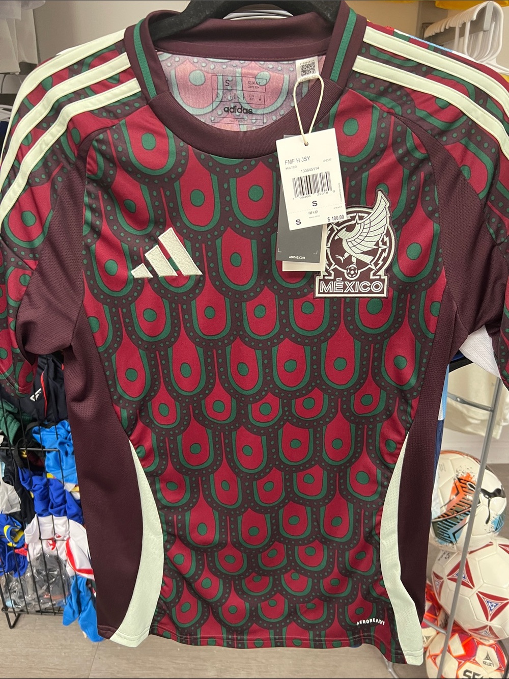 adidas Mexico official Maroon and Green Patterned Soccer Jersey
